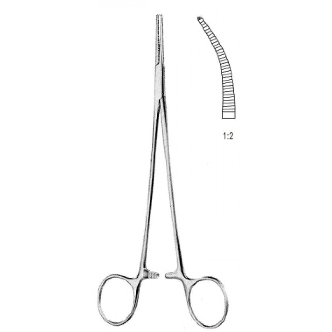14.0083.21 Halstead Mosquito Forseps Eğri 1x2T 21cm