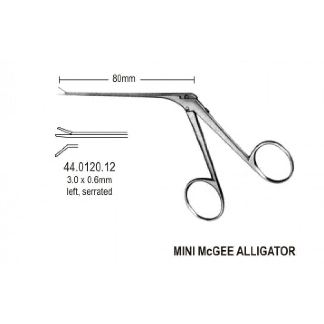 44.0120.12 Mikro Kulak Forsepsi Tırtıklı Sol 3.0x0.6mm, 8cm