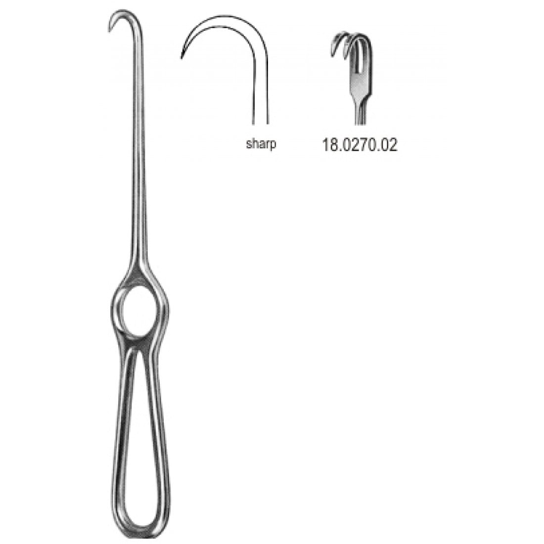 18.0270.02 Kocher Ekartör 2 Dişli Keskin 22cm