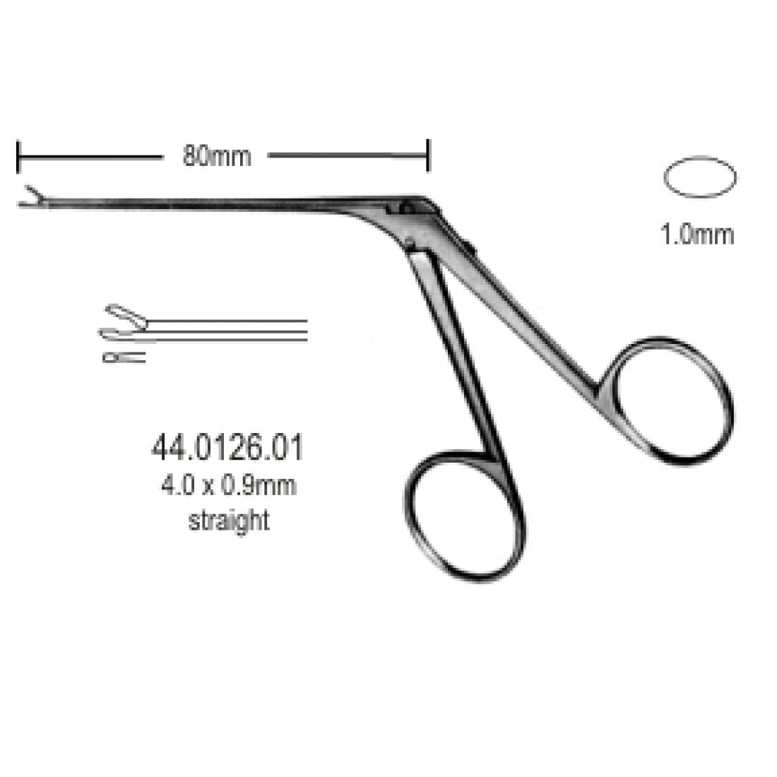 44.0126.01 Mikro Kulak Forsepsi Düz 1.0x0.9mm, 8cm
