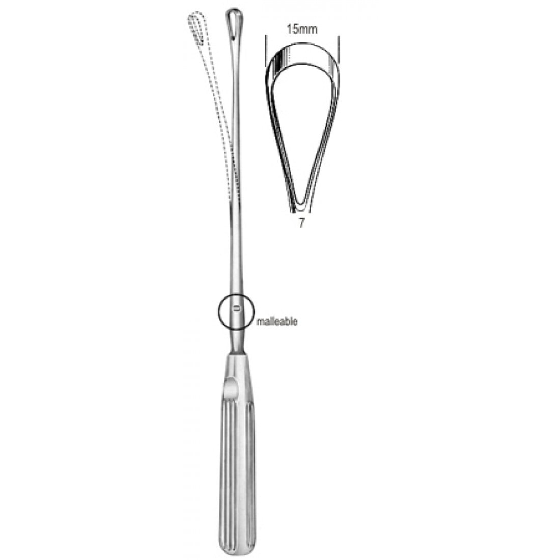 60.0846.15 Sims Rahim Küreti Bükülebilir Künt 15mm 31cm Fig.7