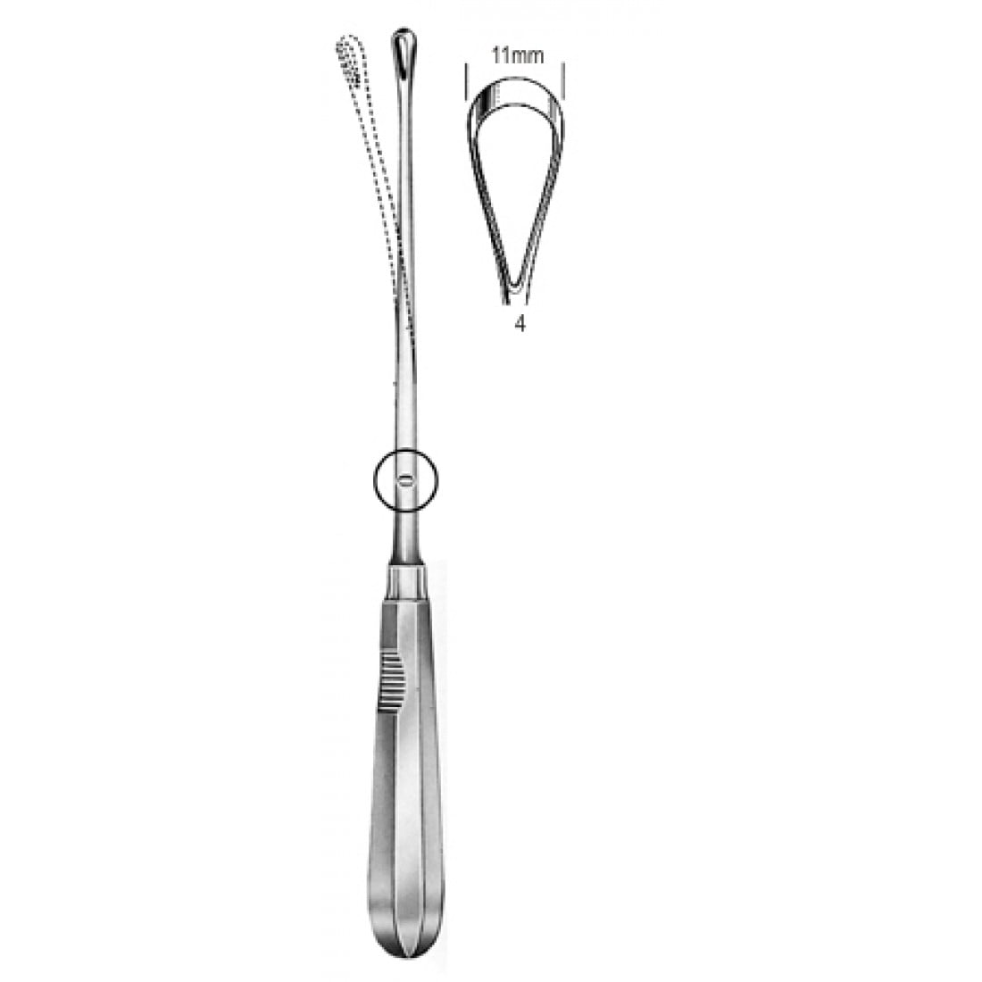 60.0854.11 Recamier Küret Esnek Keskin 11mm, 31cm Fig.4