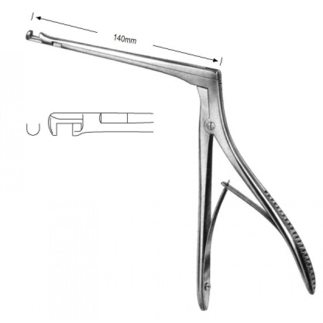 46.0300.02 Hajek Sphenoid Panç Aşağı Doğru Kesim 4x4mm, Şaft 14cm