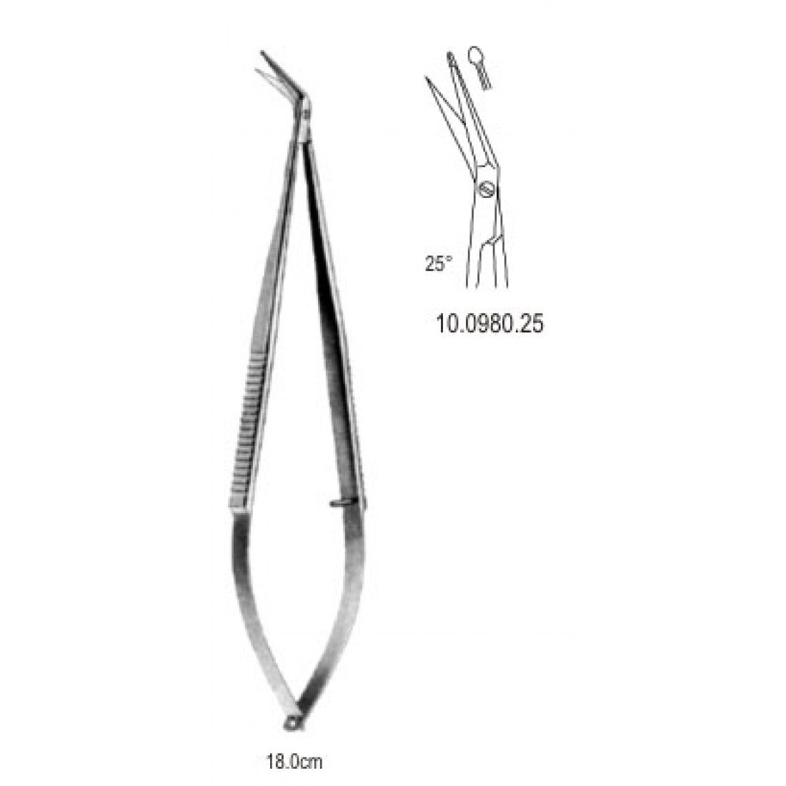 10.0980.25 Mikro Makas  25ø açılı 18cm