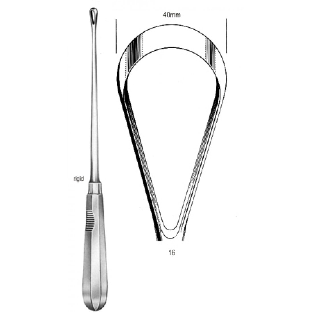 60.0852.40 Recamier Küret Sert Künt 40mm, 31cm Fig.16
