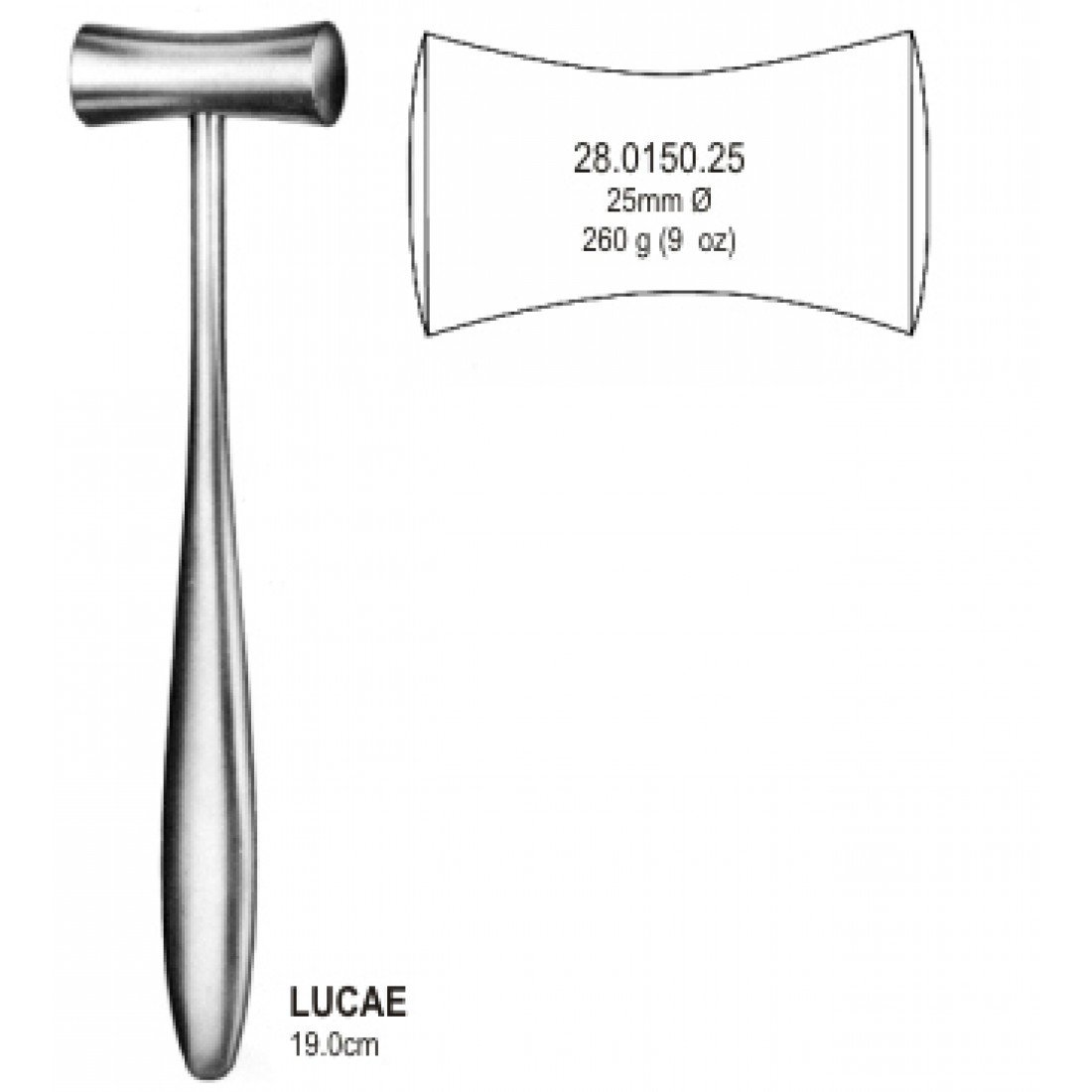 28.0150.25 Lucae Çekiç 25mm 260g=9 oz