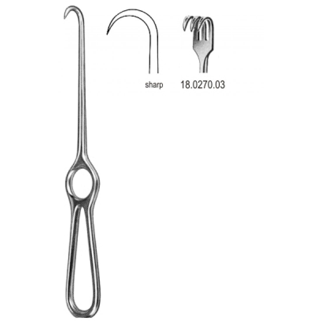 18.0270.03 Kocher Ekartör 3 Dişli Keskin 22cm