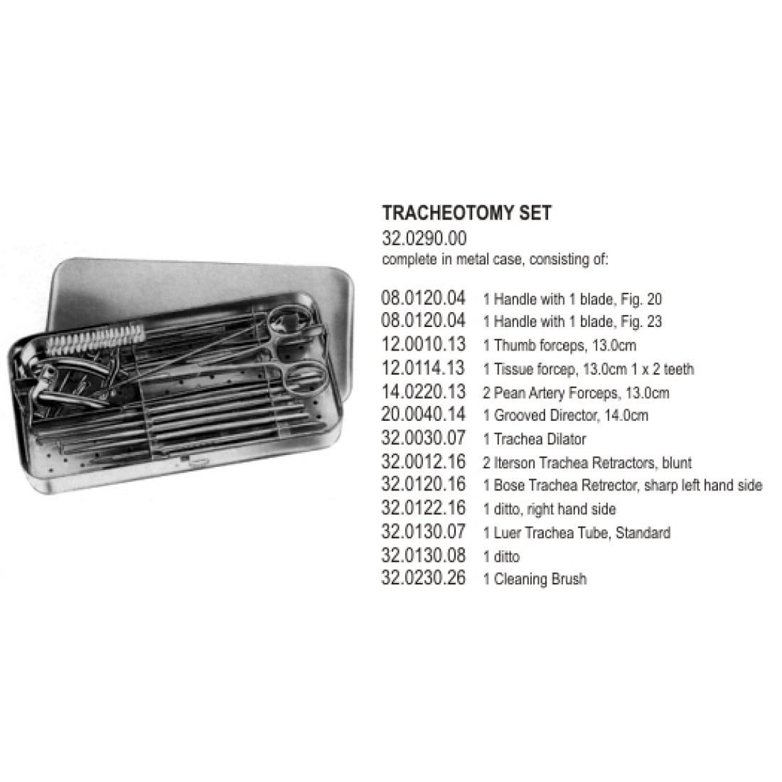 32.0290.00 Trakeostomi Set Komple Metal Kutu İçinde 