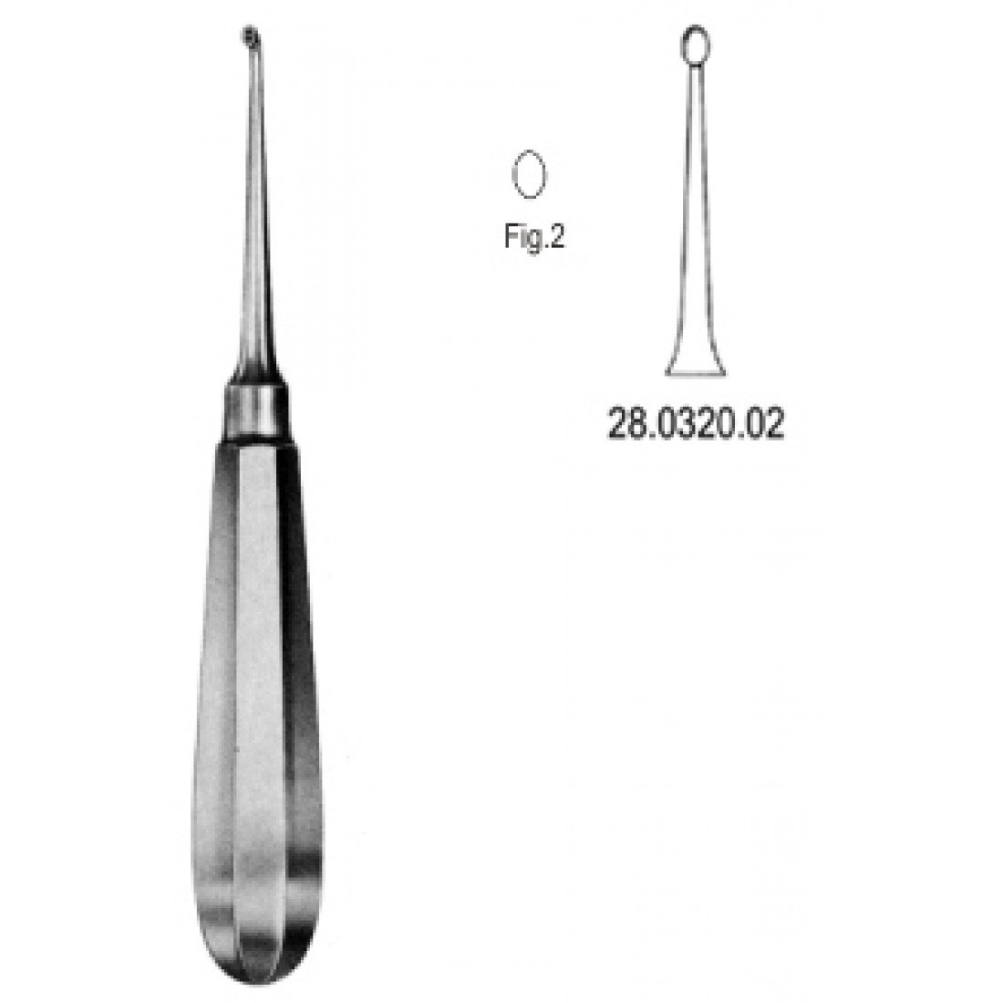 28.0320.02 USA Model Kemik Küreti Düz 16cm Fig.2