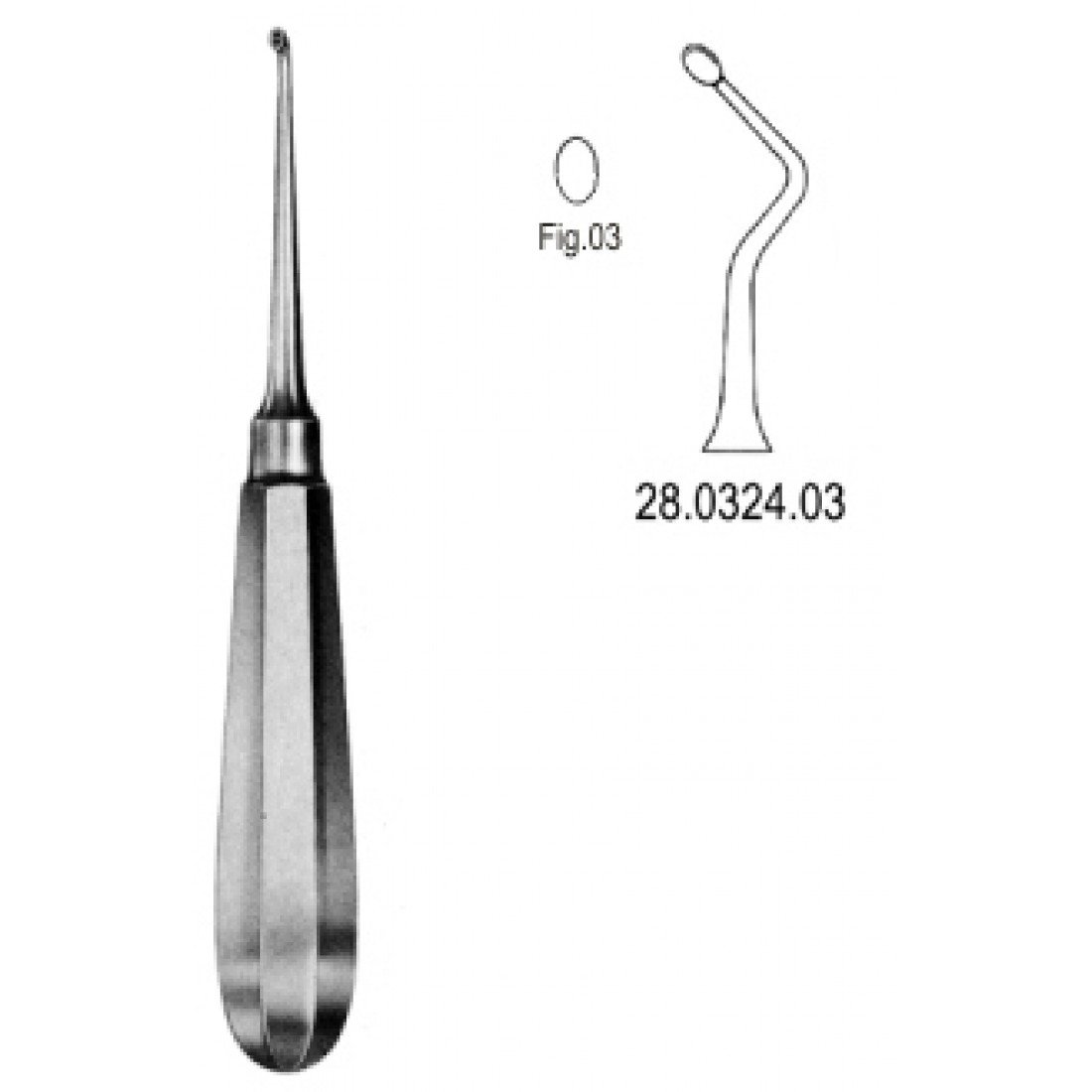 28.0324.03 USA Model Kemik Küreti Sağ 16cm Fig.3