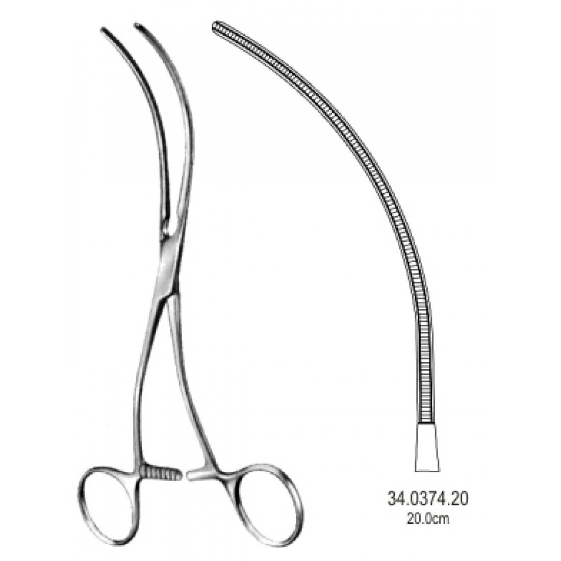34.0374.20 DeBakey Periferik Vasküler Klemp Eğri 20cm