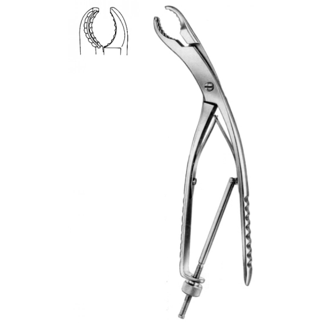 28.1044.22 Ulrich Kemik Tutma Forsepsi Eğri 23cm
