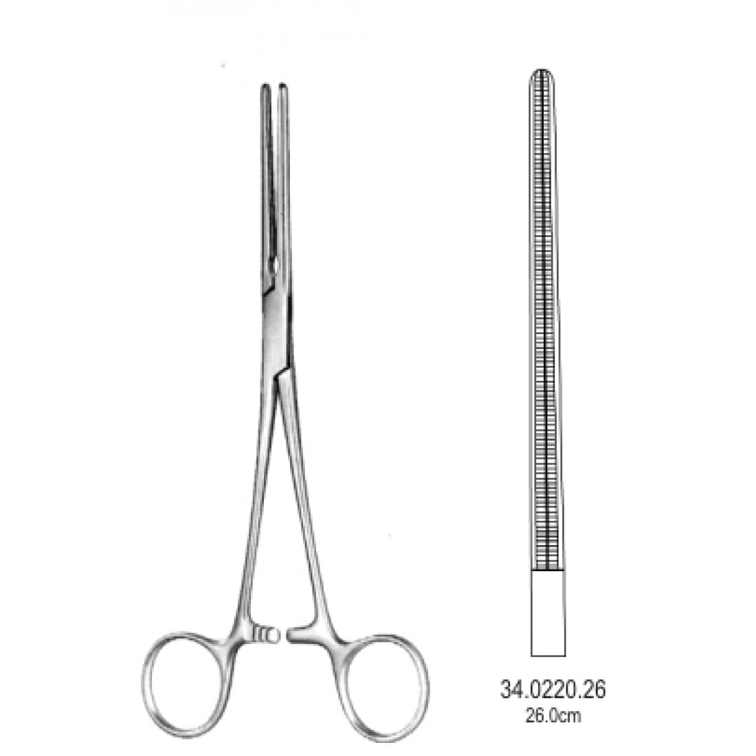 34.0220.26 DeBakey Pean Arter Forseps Düz 26cm
