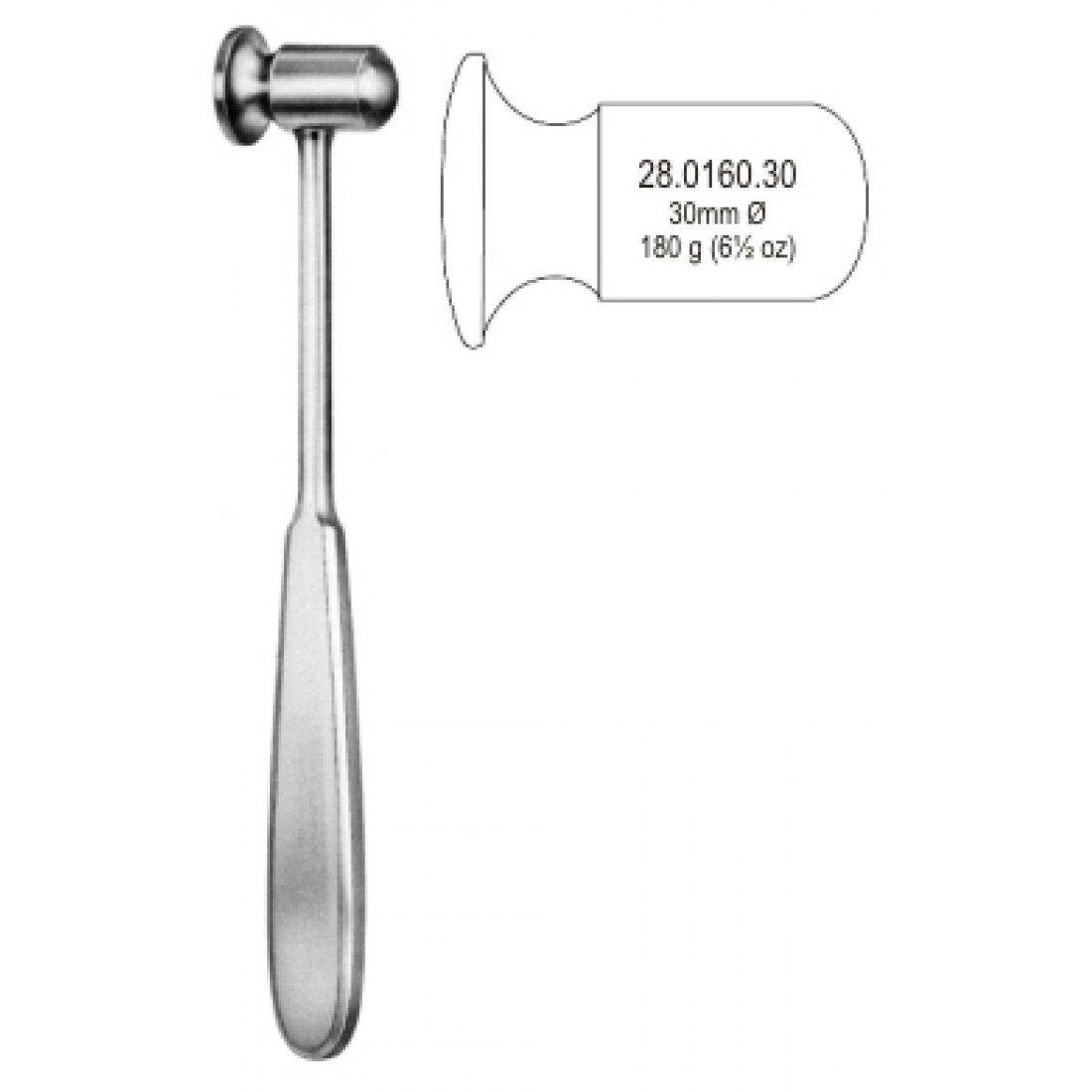 28.0160.30 Doyen Çekiç Ø30mm, 180g, 21cm