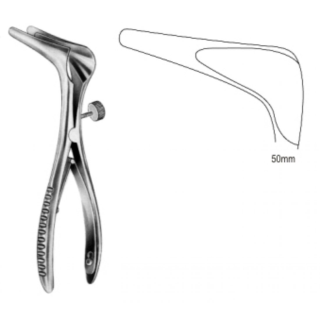 46.0072.50 Cottle Burun Spekulumu Yan Vidalı 50mm 14cm