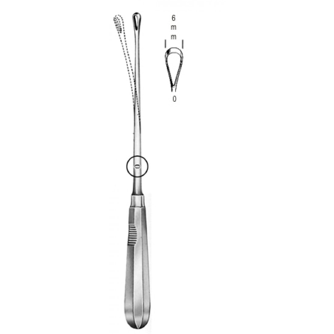 60.0854.06 Recamier Küret Bükülebilir Keskin 6mm 31cm Fig.0