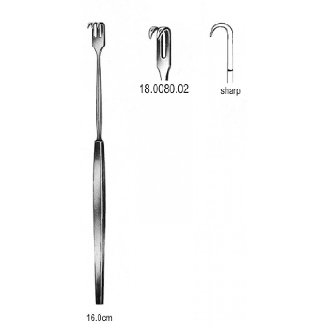 18.0080.02 Kanca Ekartör Keskin 2pr. 16cm