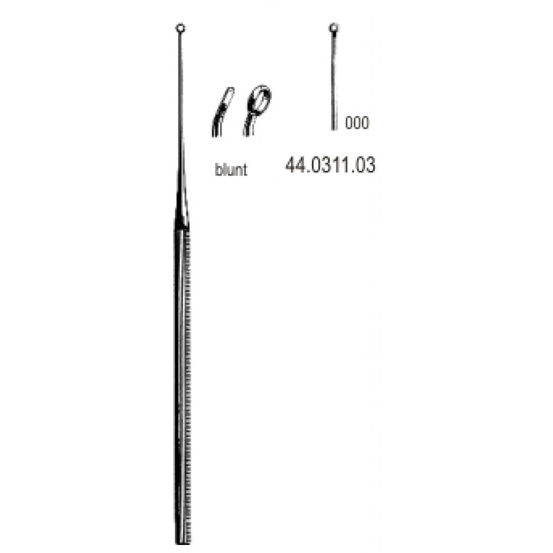 44.0311.03 Buck Kulak Küreti Eğri Künt Fig.000, 16.5cm