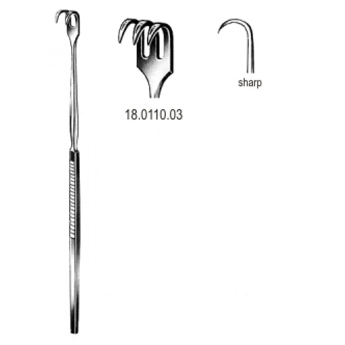 18.0110.03 Ekartör Trakeal Keskin 3pr. 16cm