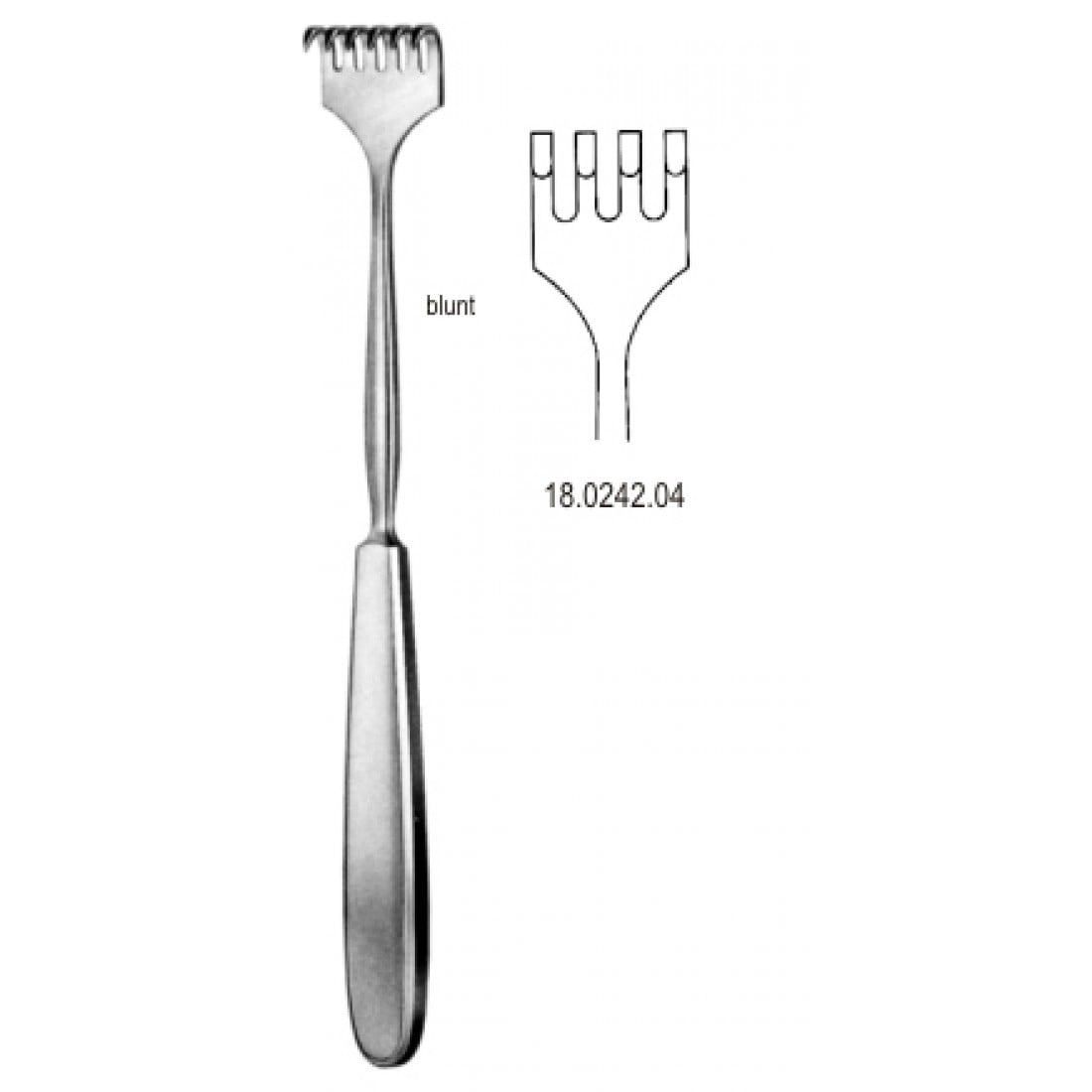 18.0242.04 Volkmann Ekartör 4 Dişli Künt 23cm