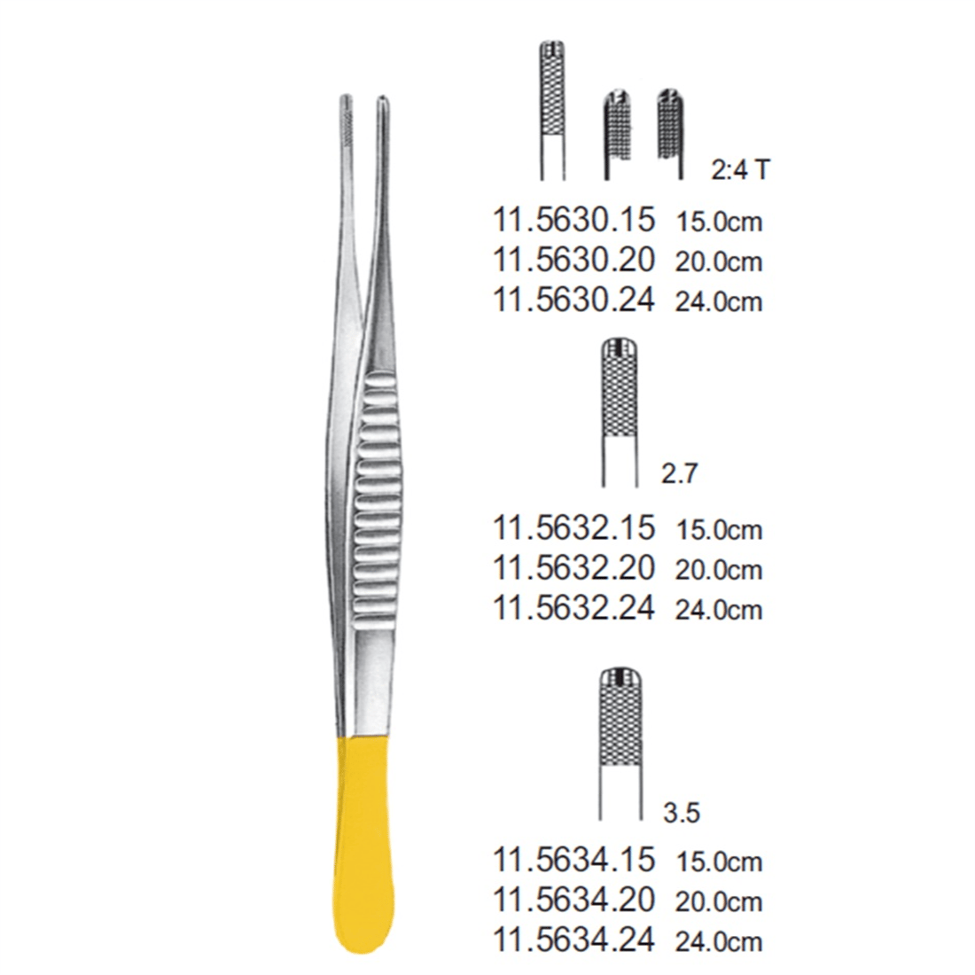 11.5630.15 DeBakey Forseps 2x4T, 2.0mm, 15cm TC