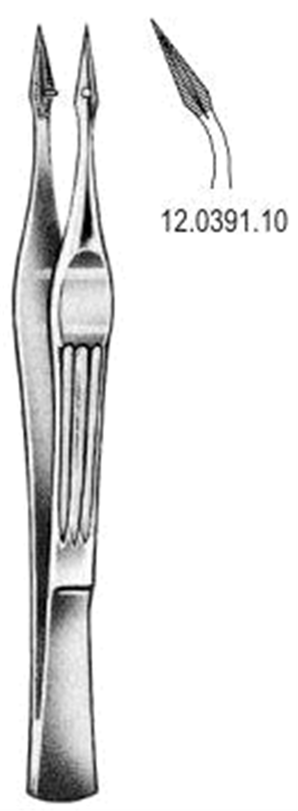 12.0391.10 Walter Carmalt Splinter Forseps Eğri 10.5cm