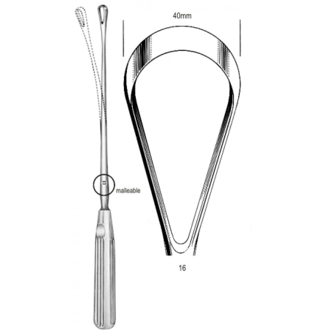 60.0846.40 Sims Rahim Küreti Bükülebilir Künt 40mm 31cm Fig.16