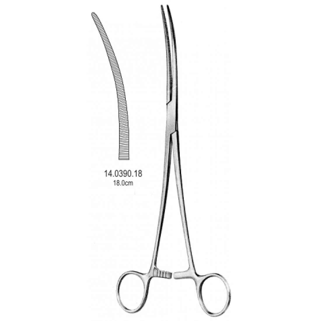 14.0390.20 Crafoord Bronş Klempi Eğri 20cm