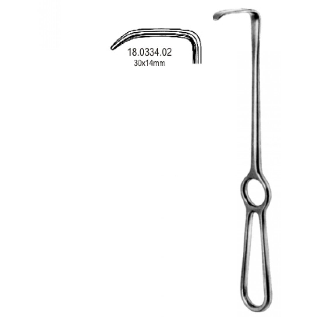 18.0334.02 Langenbeck Ekartör 30x14mm, 21cm