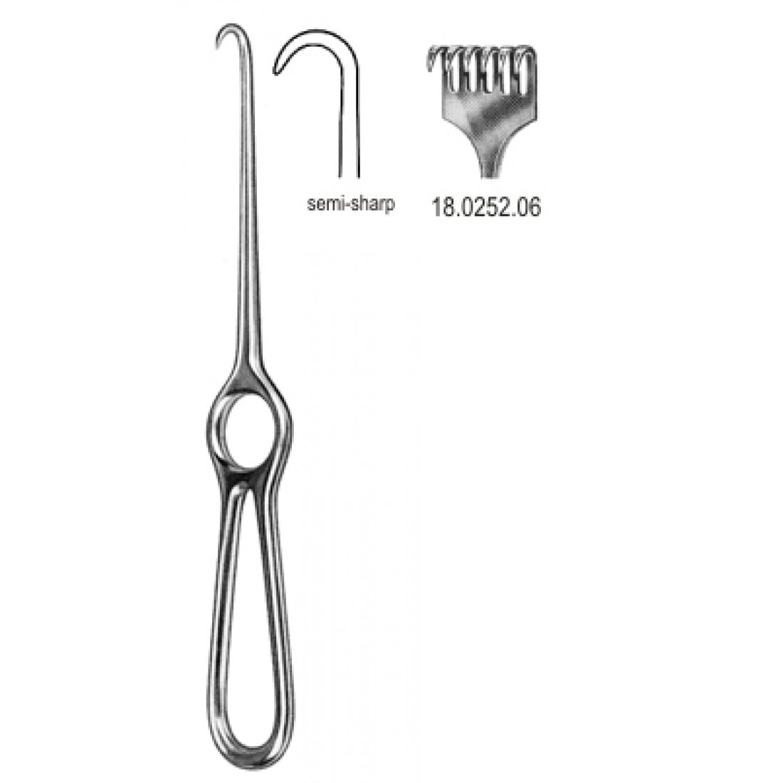 18.0252.06 Volkmann Ekartör 6 Dişli Yarı Keskin 21.5cm