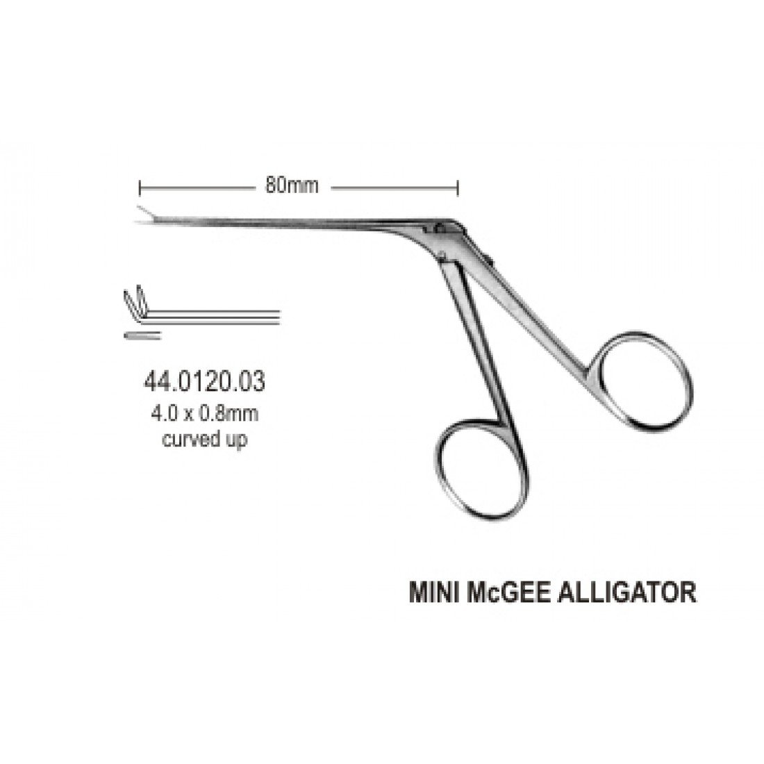 44.0120.03 Alligator Mikro Kulak Forsepsi Yukarı Açılı 4mm