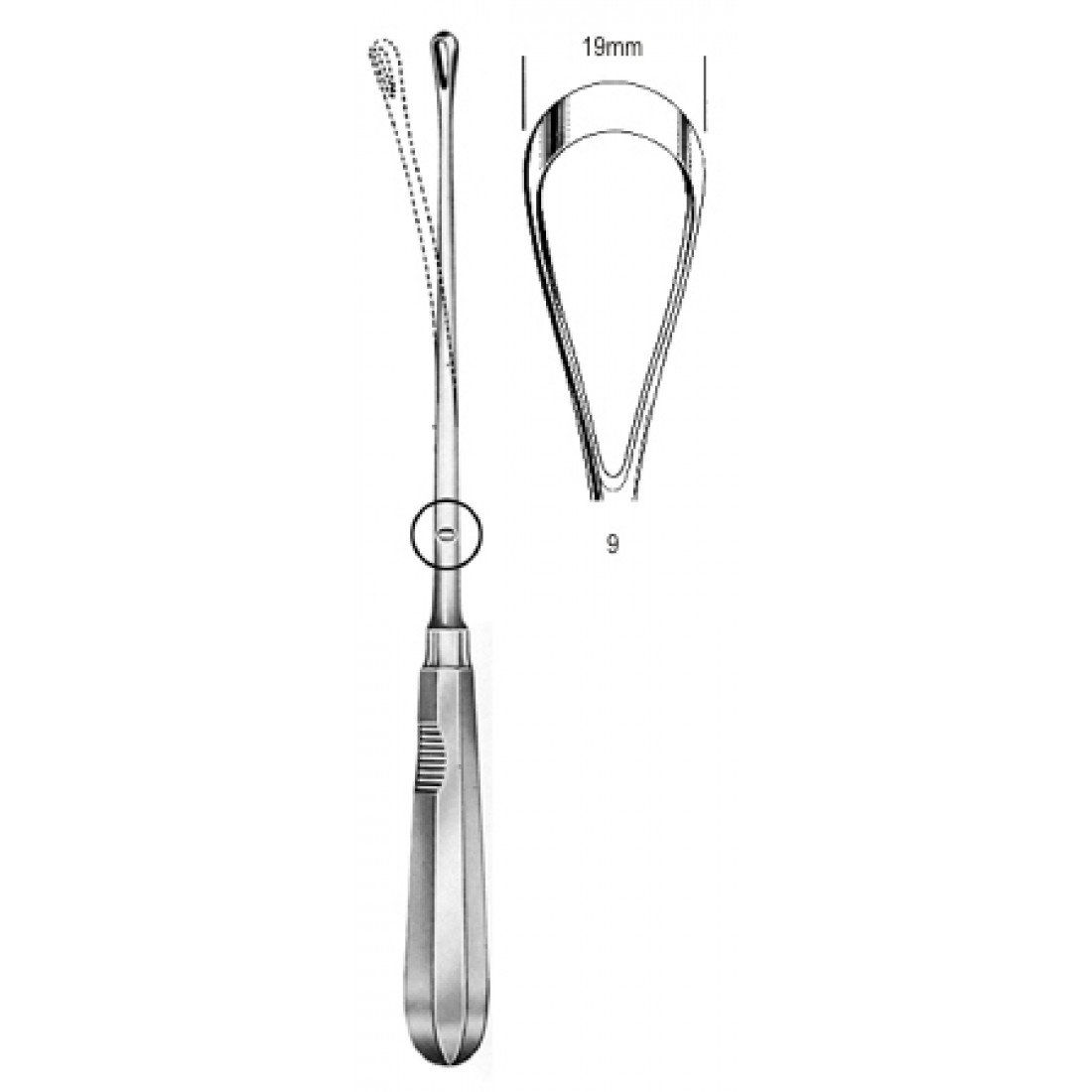 60.0854.19 Recamier Küret Esnek Keskin 19mm, 31cm Fig.9
