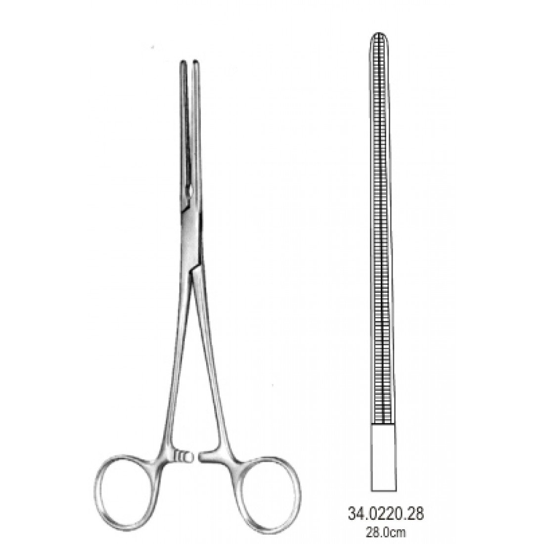 34.0220.28 DeBakey Pean Arter Forseps Düz 28cm