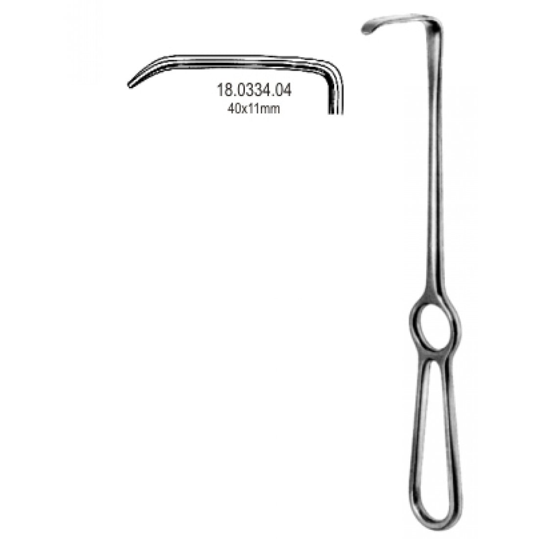 18.0334.04 Langenbeck Ekartör 40x11mm, 21cm