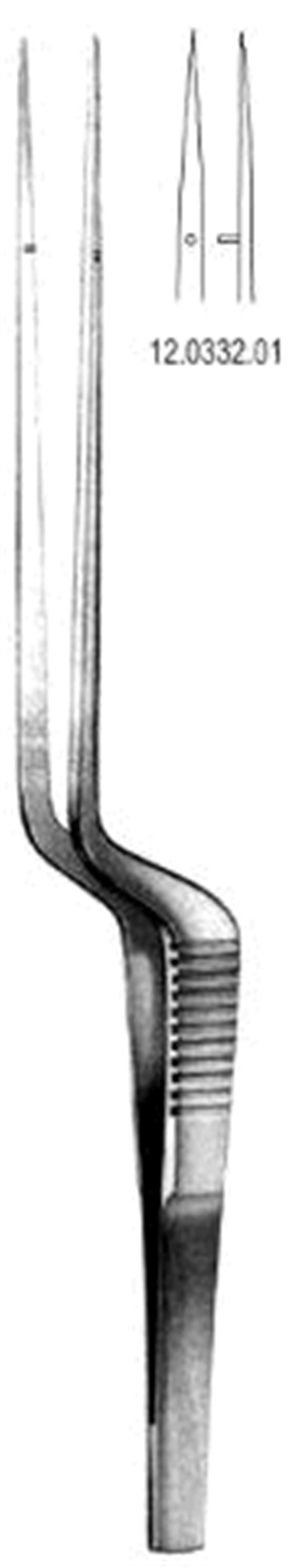12.0332.01 Mikro Forseps İnce bayonet  0.3mm, 18.5cm