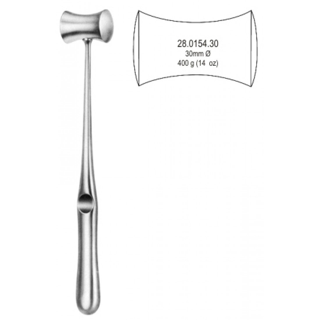 28.0154.30 Williger Çekiç Kurşun dolgulu 400g, 30mm 24cm