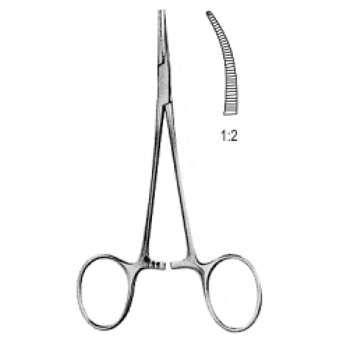 14.0073.12 Halstead Mikro Mosquito Forseps Eğri 1x2T 12cm