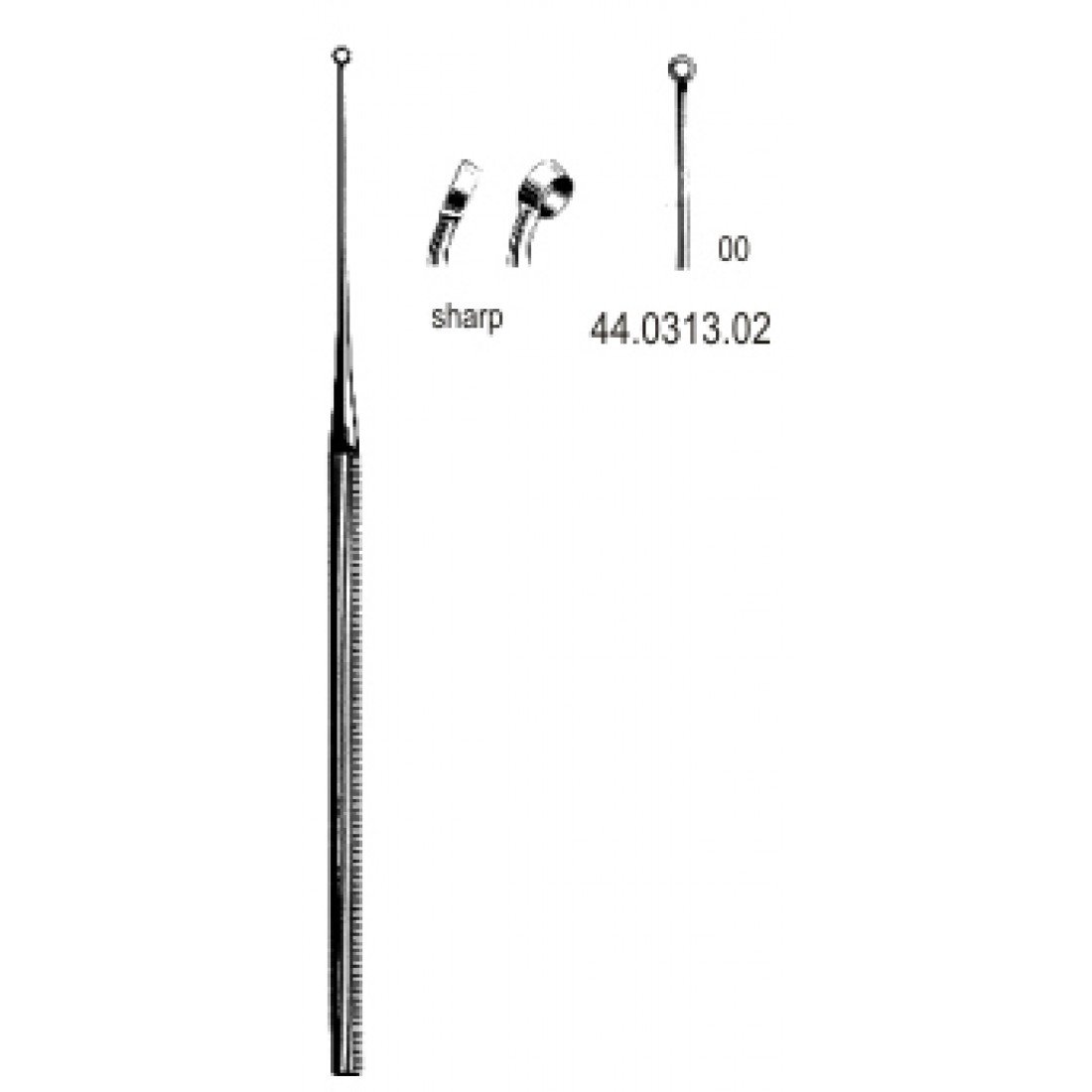 44.0313.02 Buck Kulak Küreti Eğri Keskin, 00, 16.5cm