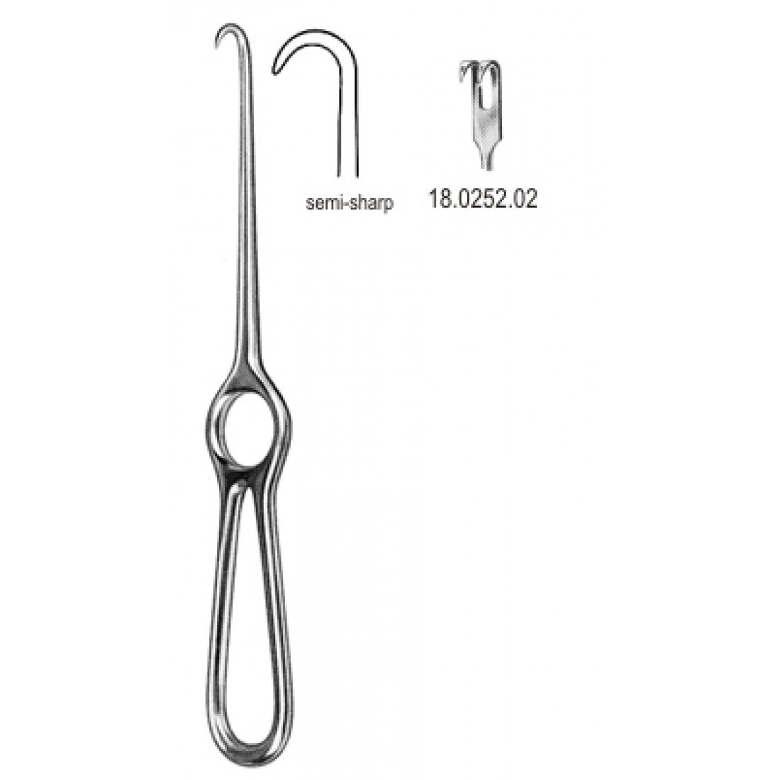18.0252.02 Volkmann Ekartör 2 Dişli Yarı Keskin 21.5cm