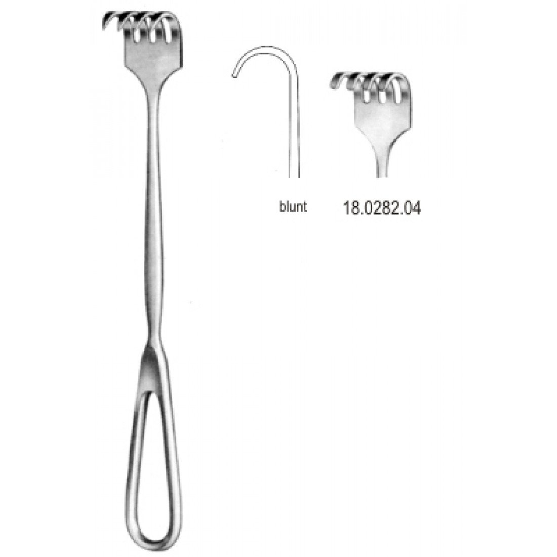 18.0282.04 Volkmann Ekartör 4 Dişli Künt 22cm