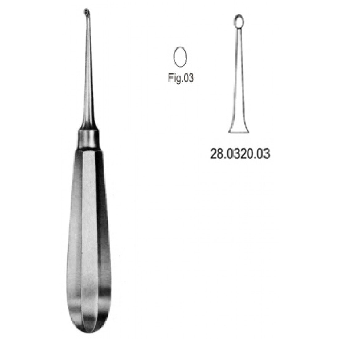 28.0320.03 USA Model Kemik Küreti Düz 16cm Fig.3