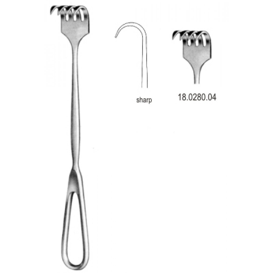 18.0280.04 Volkmann Ekartör 4 Dişli Keskin 22cm