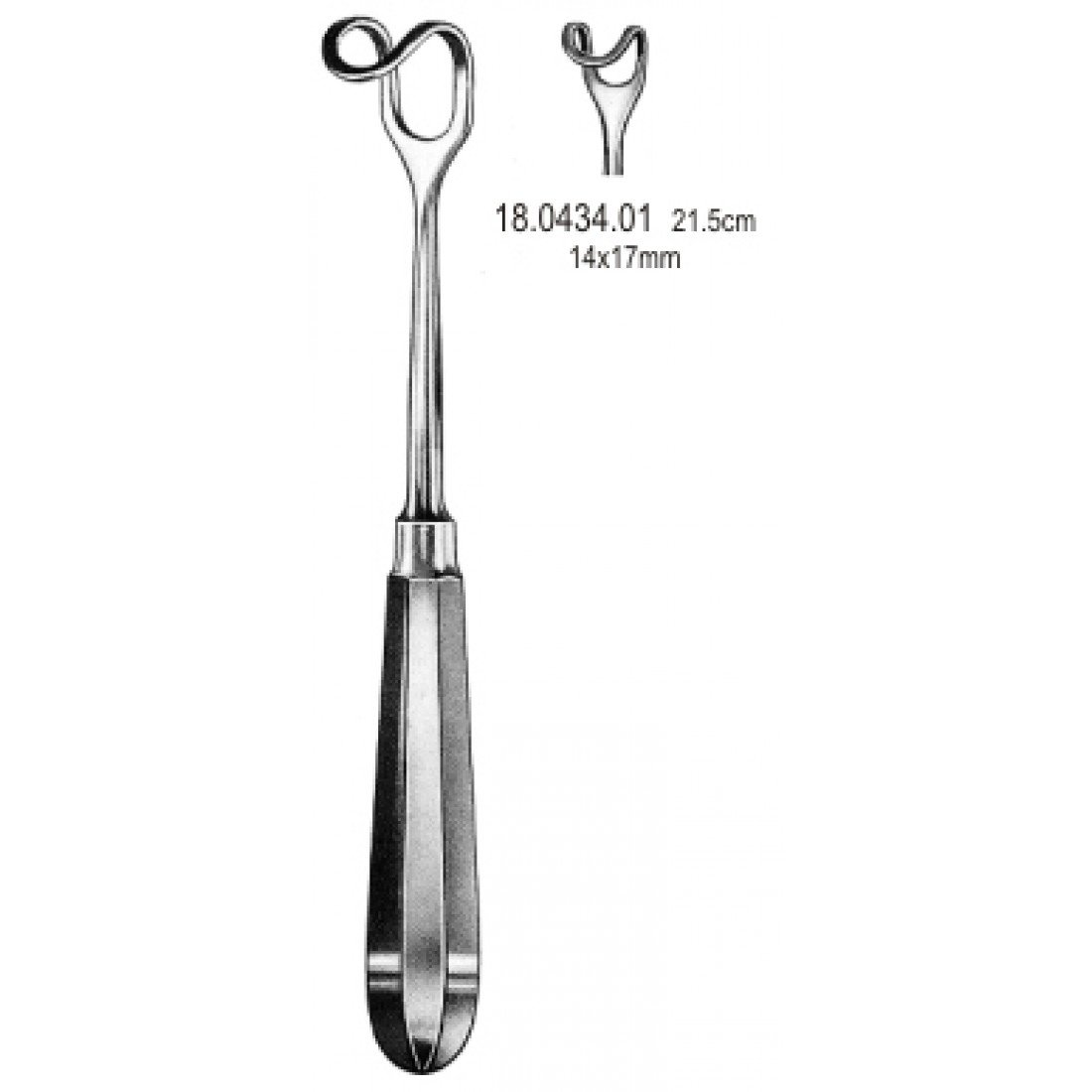18.0434.01 Middeldorf Retractor H/handle 14x17mm, 21.5cm