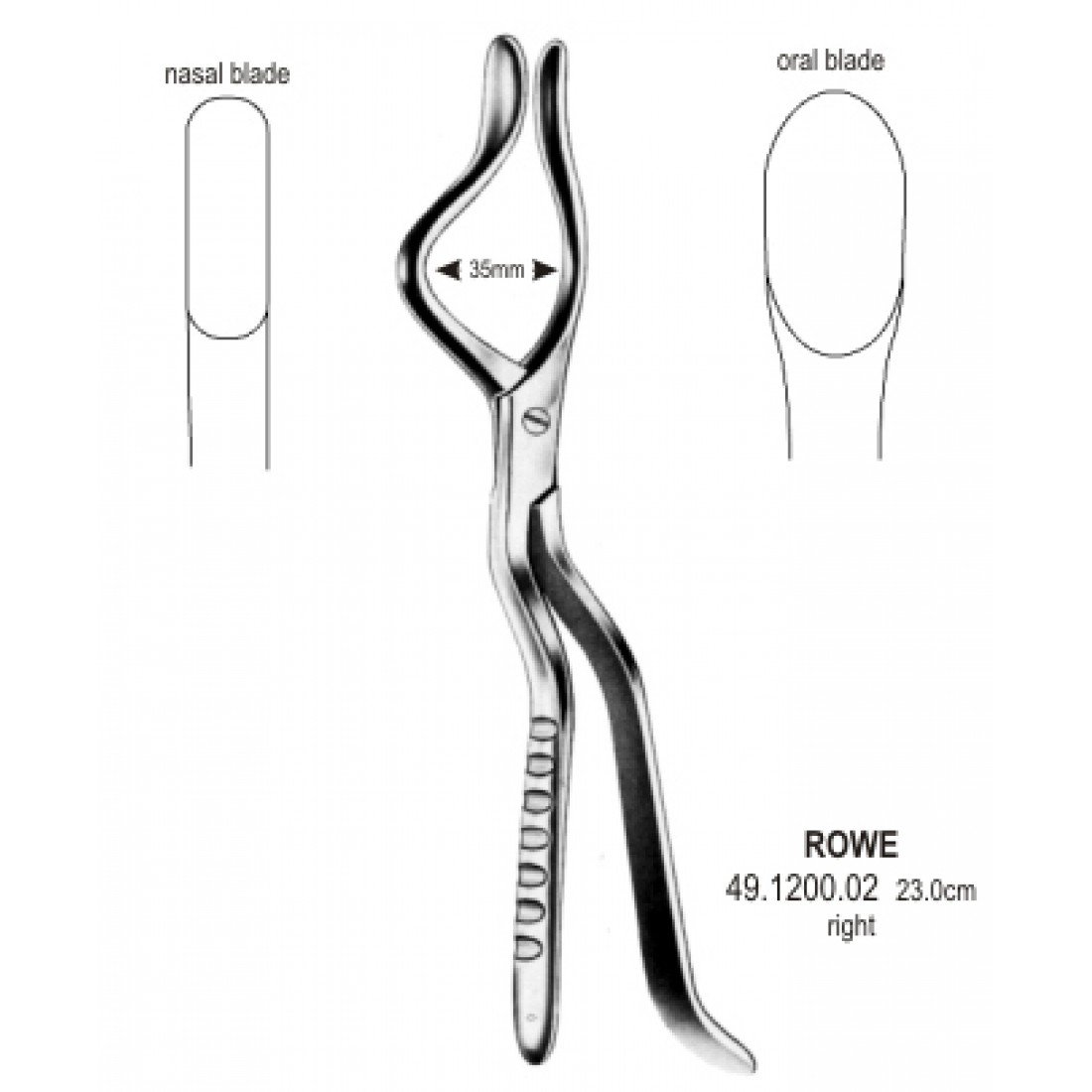 49.1200.02 Rowe Forseps Sağ 35mm, 23cm