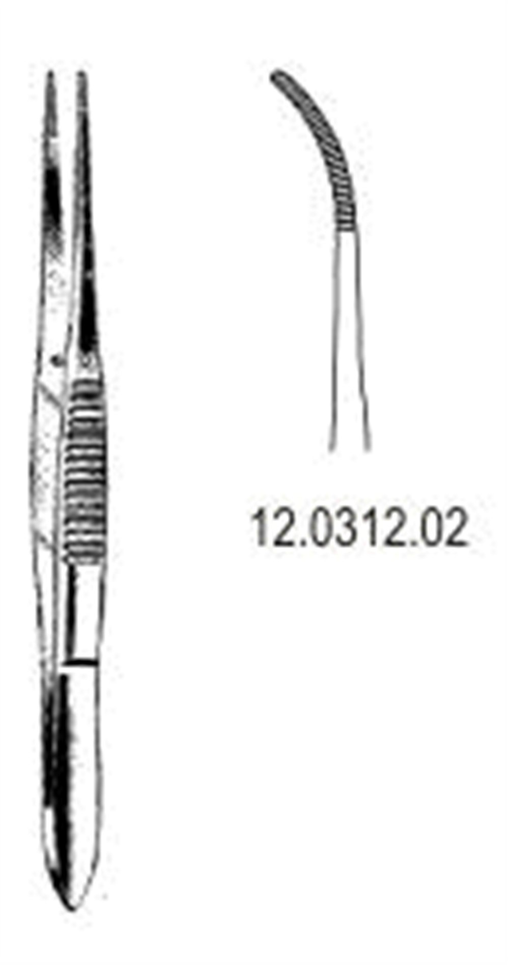 12.0312.02 İnce Forseps  Eğri 10.5cm