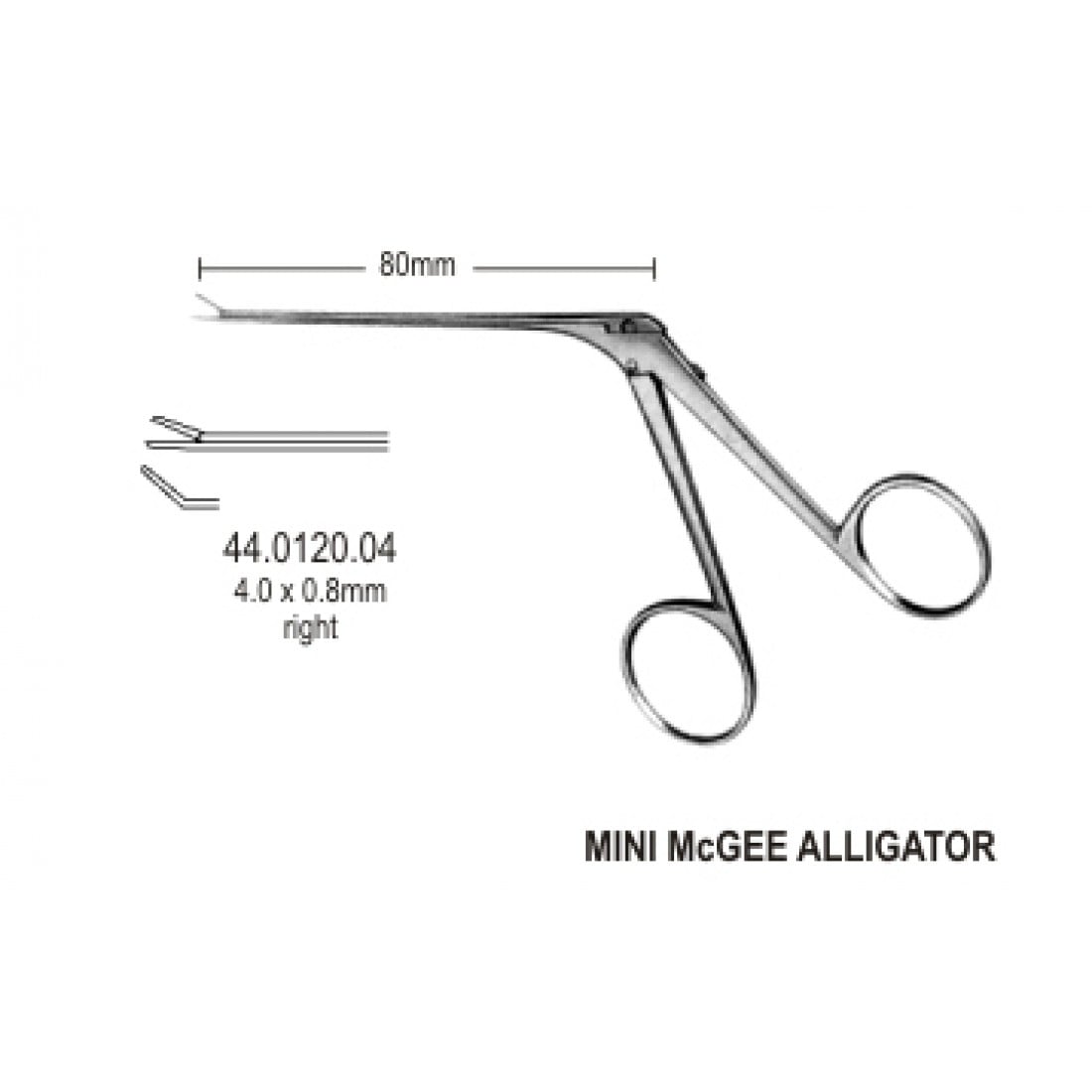 44.0120.04 Alligator Mikro Kulak Forsepsi Sağa  Eğimli 6mm