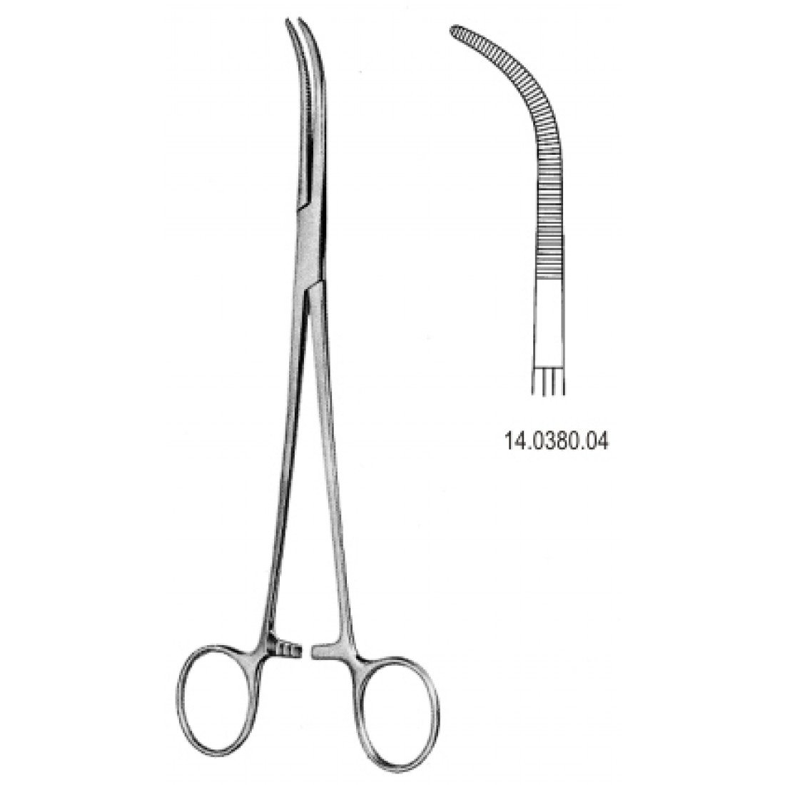 14.0380.04 Rumel Toraks Forseps  Eğri 23cm