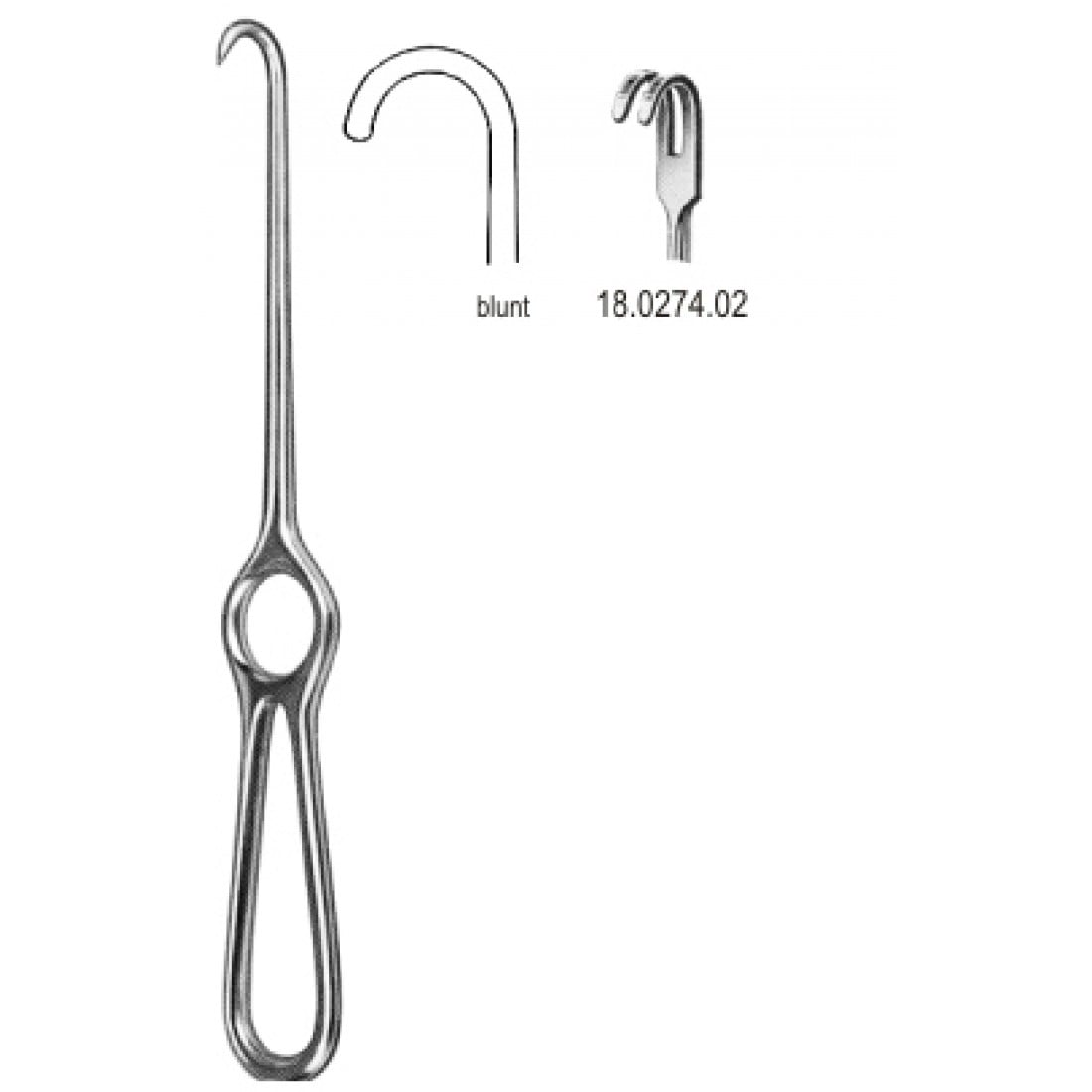 18.0274.02 Kocher Ekartör 2 Dişli  Künt 22cm