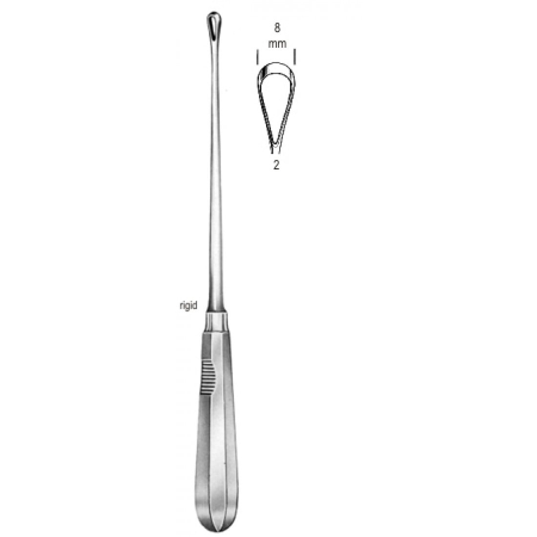 60.0850.08 Recamier Küret Sert Keskin 8mm, 31cm Fig.2