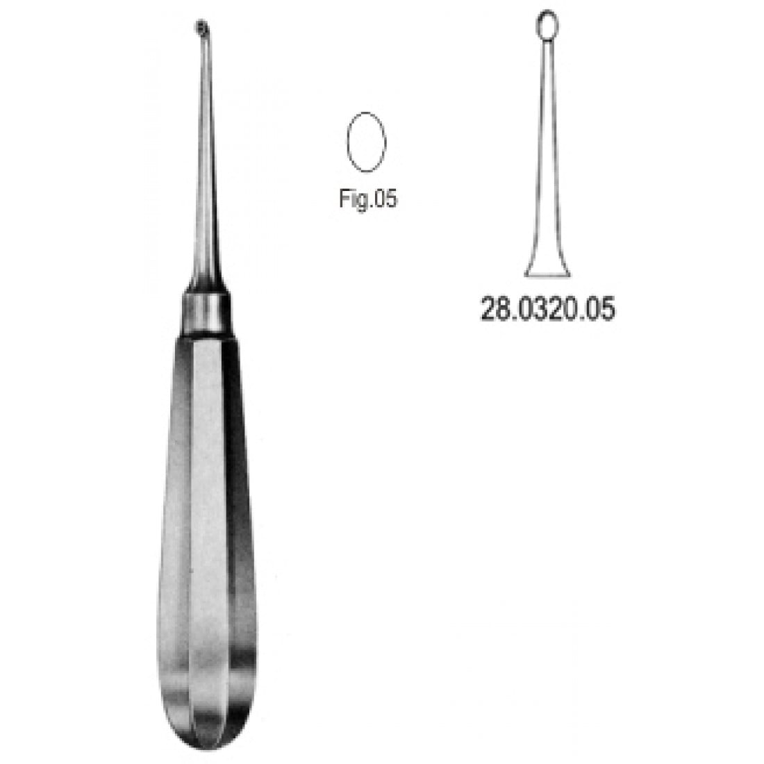 28.0320.05 USA Model Kemik Küreti Düz 16cm Fig.5